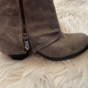 Fergalicious grey suede talk boots